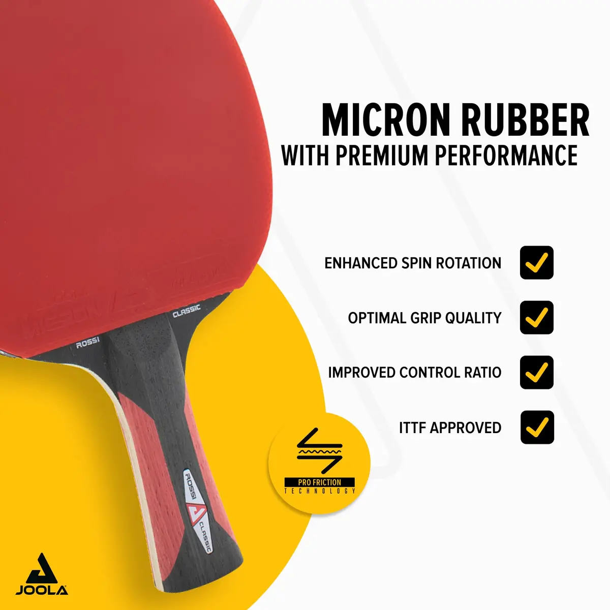 JOOLA Rossi Classic Ping Pong Paddle with Speed Drive & Centro Balance Technology | ITTF Approved Professional Table Tennis Racket for Advanced Control & Speed (Red, 17cm x 25cm) - view 2