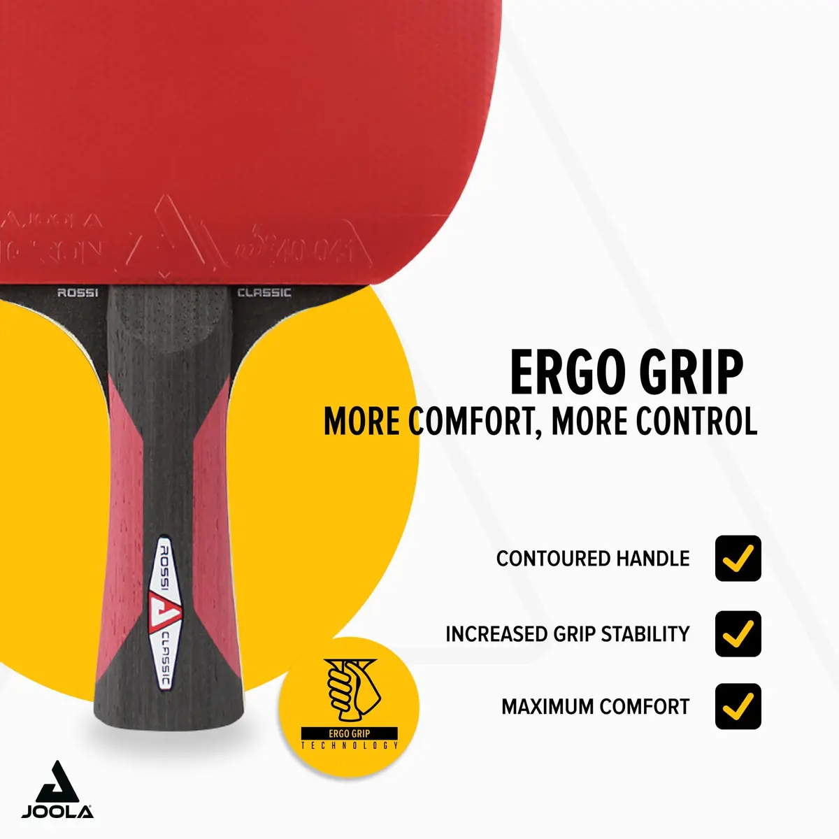 JOOLA Rossi Classic Ping Pong Paddle with Speed Drive & Centro Balance Technology | ITTF Approved Professional Table Tennis Racket for Advanced Control & Speed (Red, 17cm x 25cm) - view 3