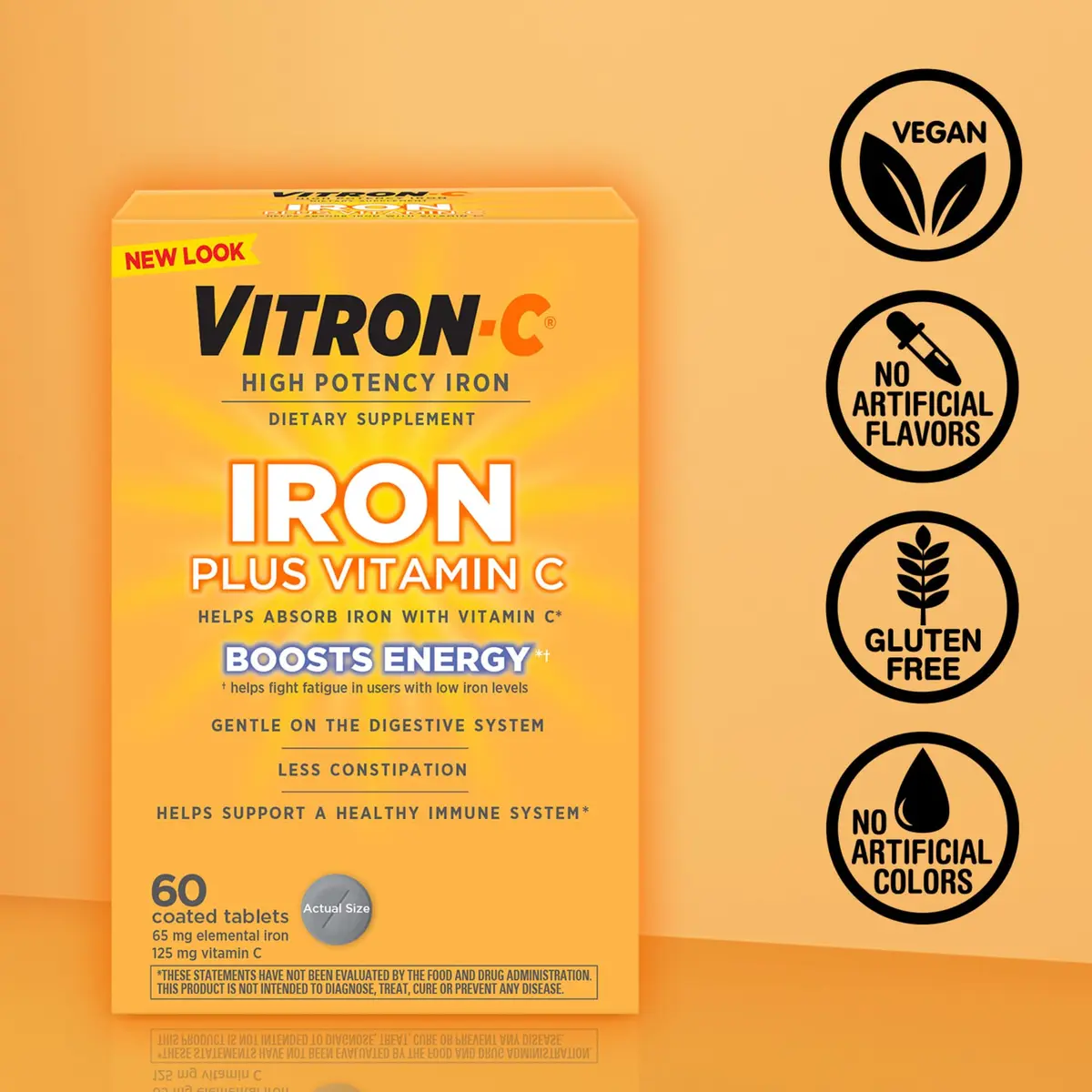 Vitron-C Iron Supplement Plus Vitamin C 60 Ct | Immunity & Energy Support, Vegan, Gluten-Free - view 6