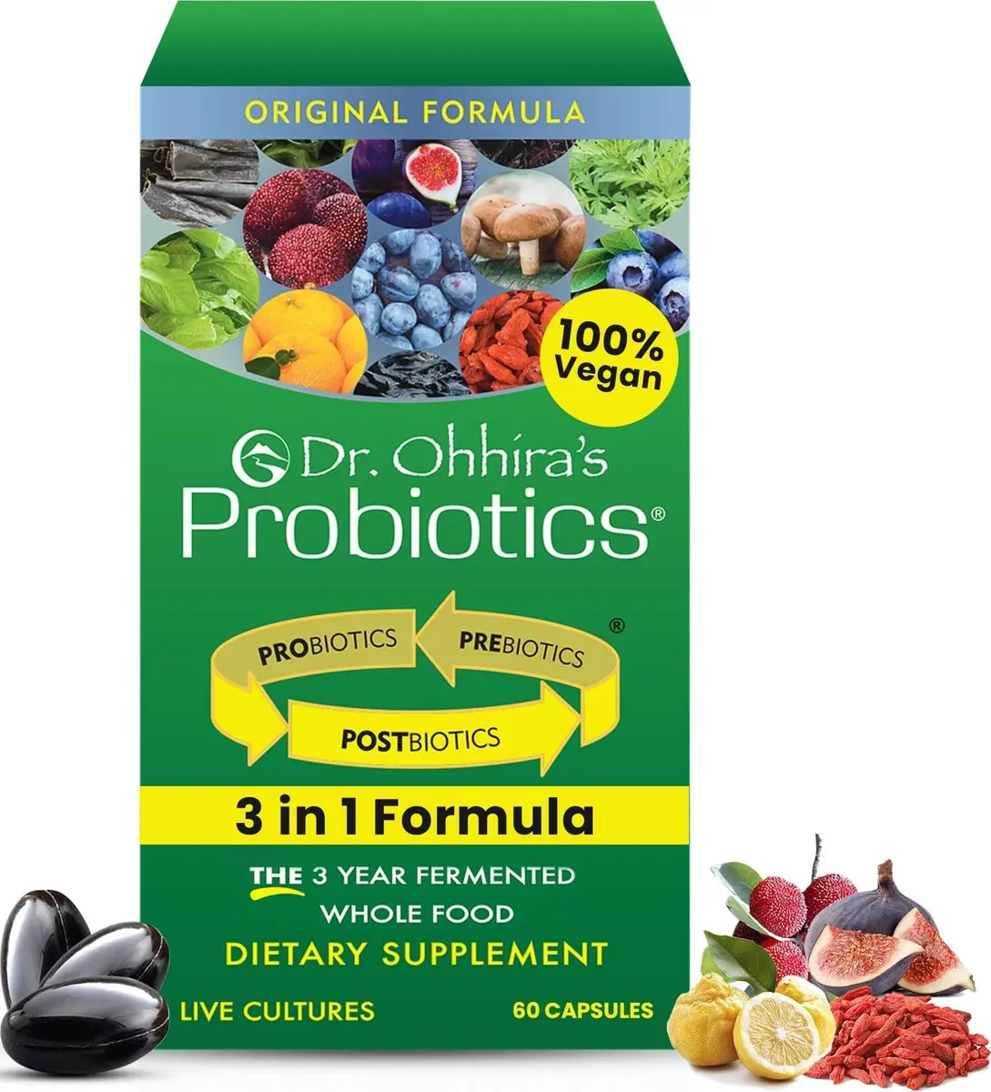 Dr. Ohhira's Probiotic-Prebiotic-Postbiotic Capsules 60 Count (Vegan) | Supports Digestive & Gut Health - main product image