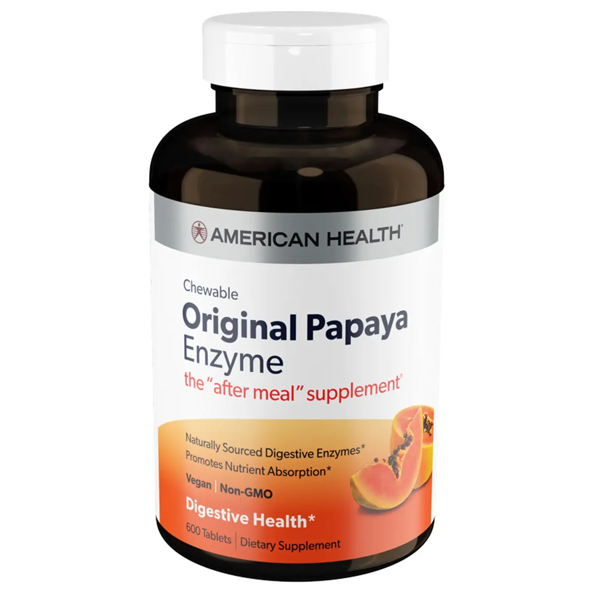 American Health Papaya Enzyme Chewable Tablets 600 Count | Natural Digestive Support for Adults - main product image