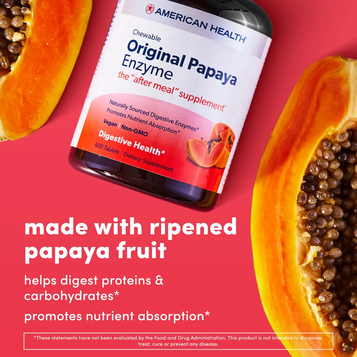 American Health Papaya Enzyme Chewable Tablets 600 Count | Natural Digestive Support for Adults - view 3