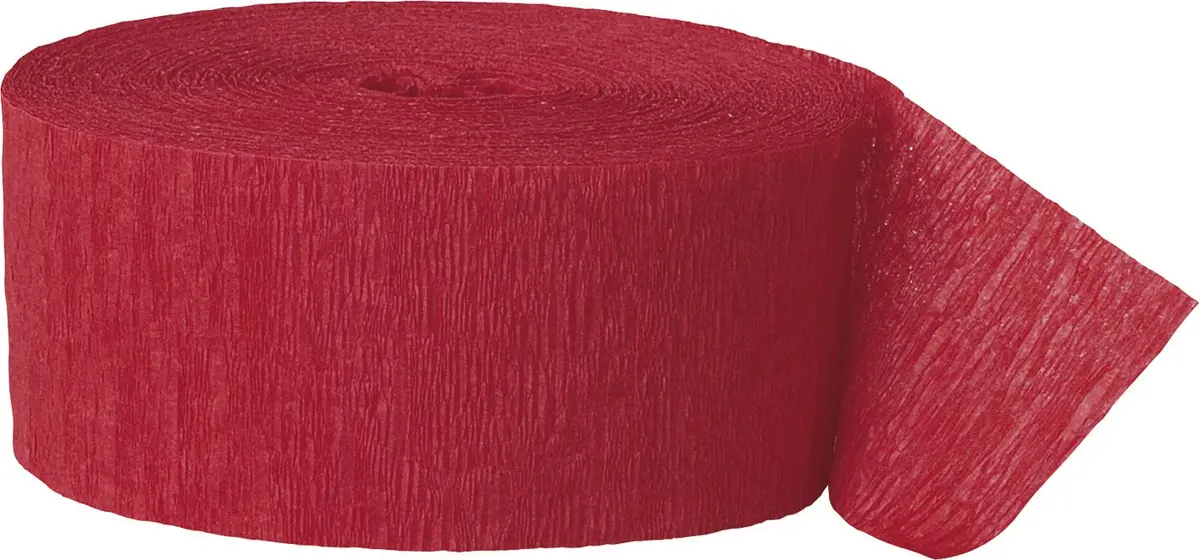 Unique Premium Ruby Red Crepe Paper Streamer - 81 ft | Bright Party Decoration - main product image