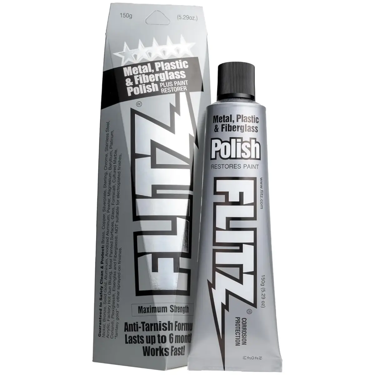 Flitz Metal Polish Paste 150g (5.29oz) | Solid Chrome, Stainless Steel, Aluminum Polish for Light Oxidation - main product image