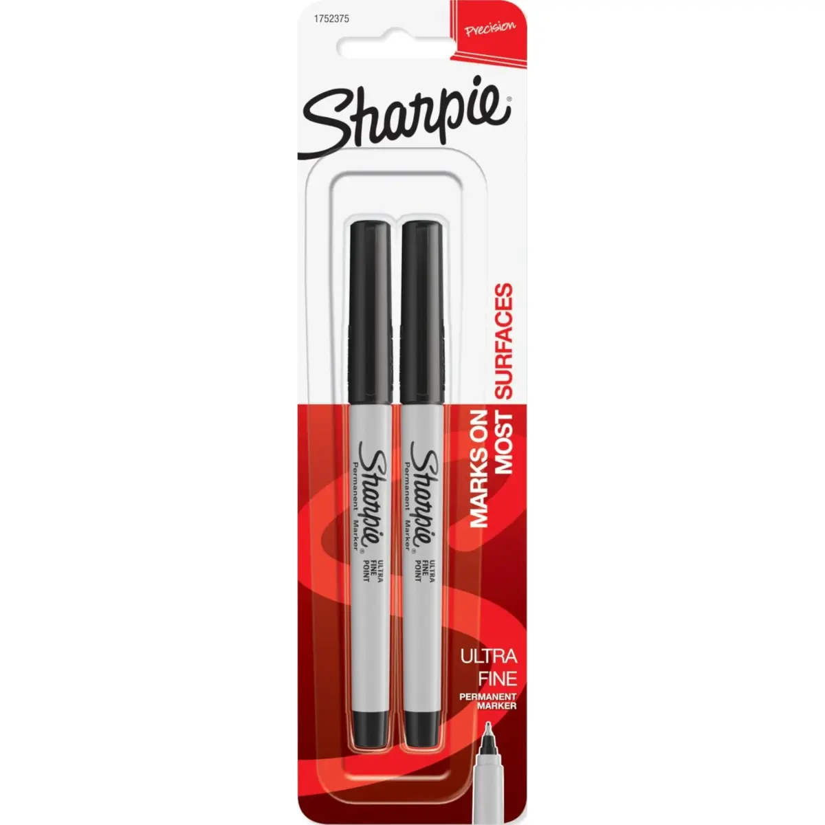 Sharpie Permanent Markers Ultra Fine Point Black 2 Count | Precise Writing for Office, School, and Crafts - main product image