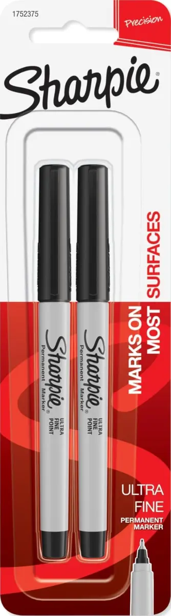 Sharpie Permanent Markers Ultra Fine Point Black 2 Count | Precise Writing for Office, School, and Crafts - main product image