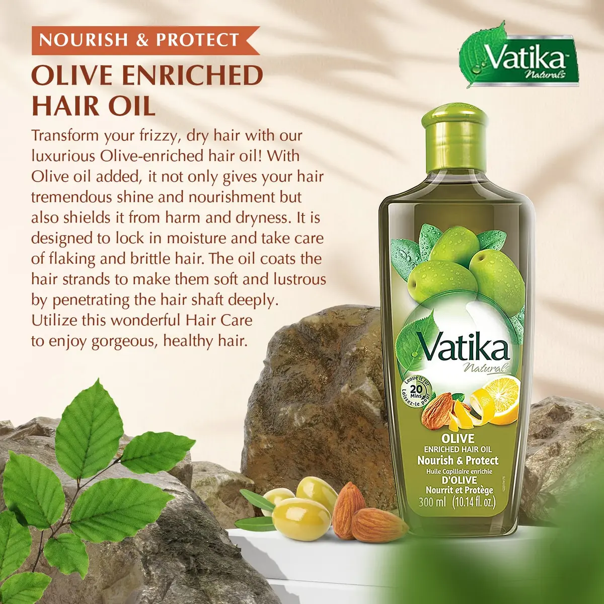 Vatika Naturals Hair Oil - Enriched Formula Scalp Care, 300ml Olive | Nourishes Hair & Scalp Naturally - view 2