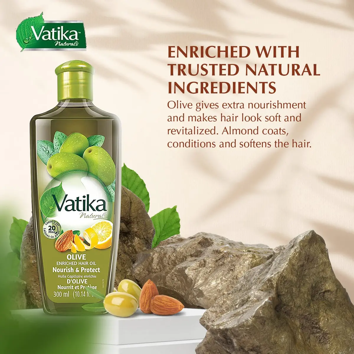 Vatika Naturals Hair Oil - Enriched Formula Scalp Care, 300ml Olive | Nourishes Hair & Scalp Naturally - view 3