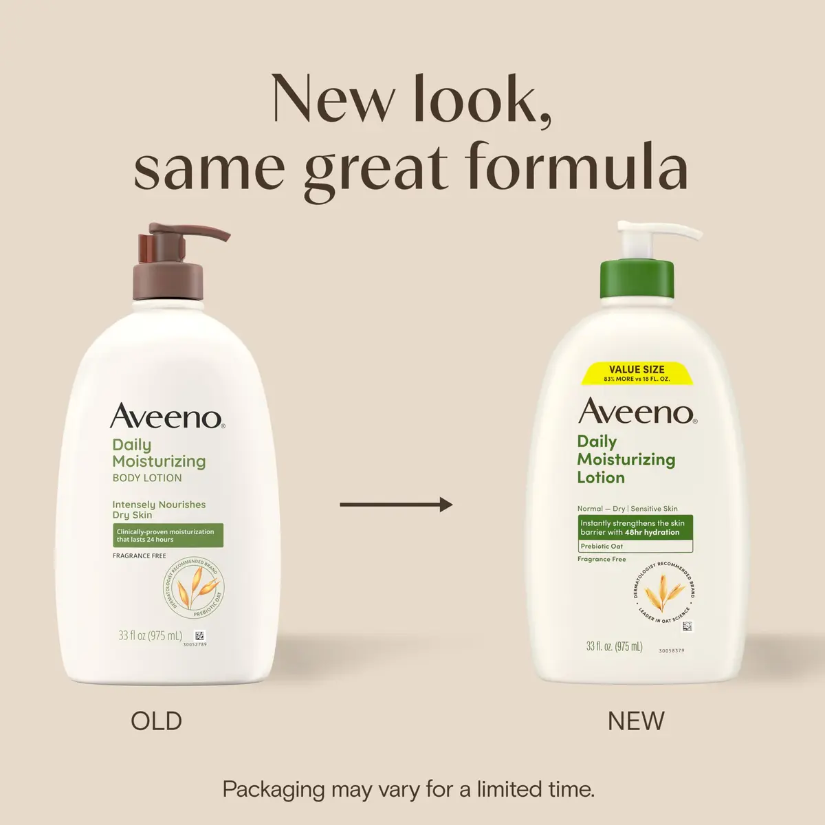 Aveeno Daily Moisturizing Body Lotion Fragrance-Free 532ml (18 Fl Oz) | Soothes Dry Skin with Prebiotic Oat - view 2