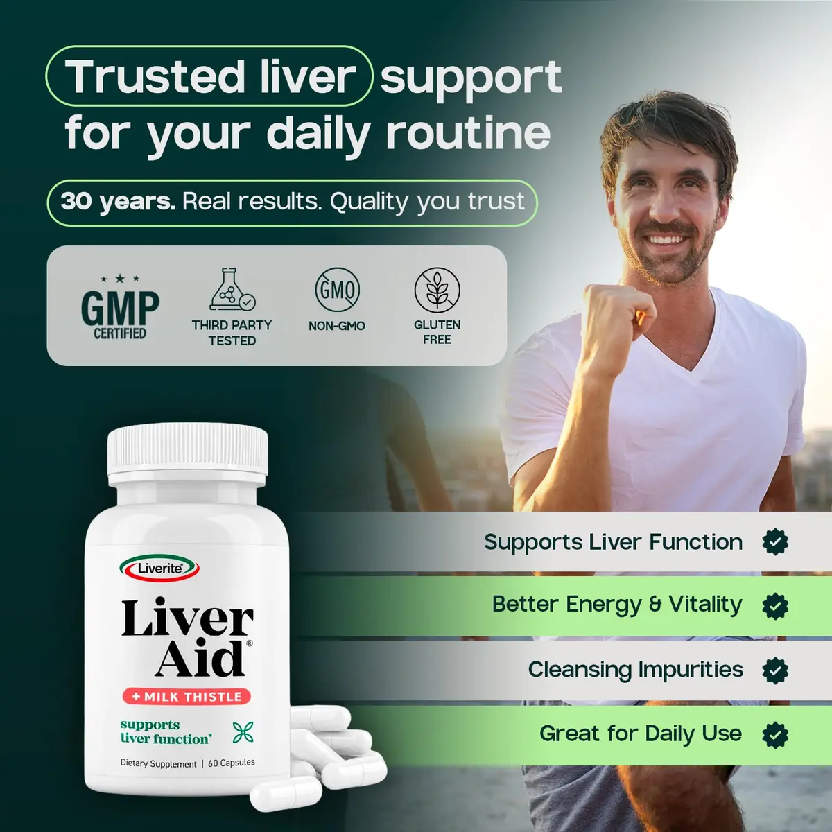 LIVERITE Liver Aid with Milk Thistle 60 Capsules | Supports Healthy Liver Function, Energy & Metabolism - view 7