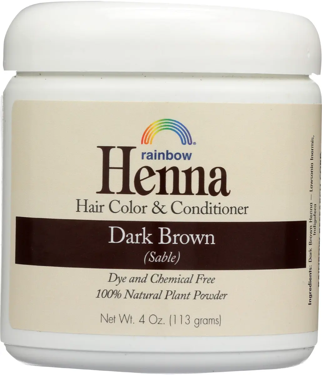 Rainbow Research Henna Hair Color and Conditioner, Dark Brown, 113 g (4 Ounce) | Natural Gray Coverage - main product image