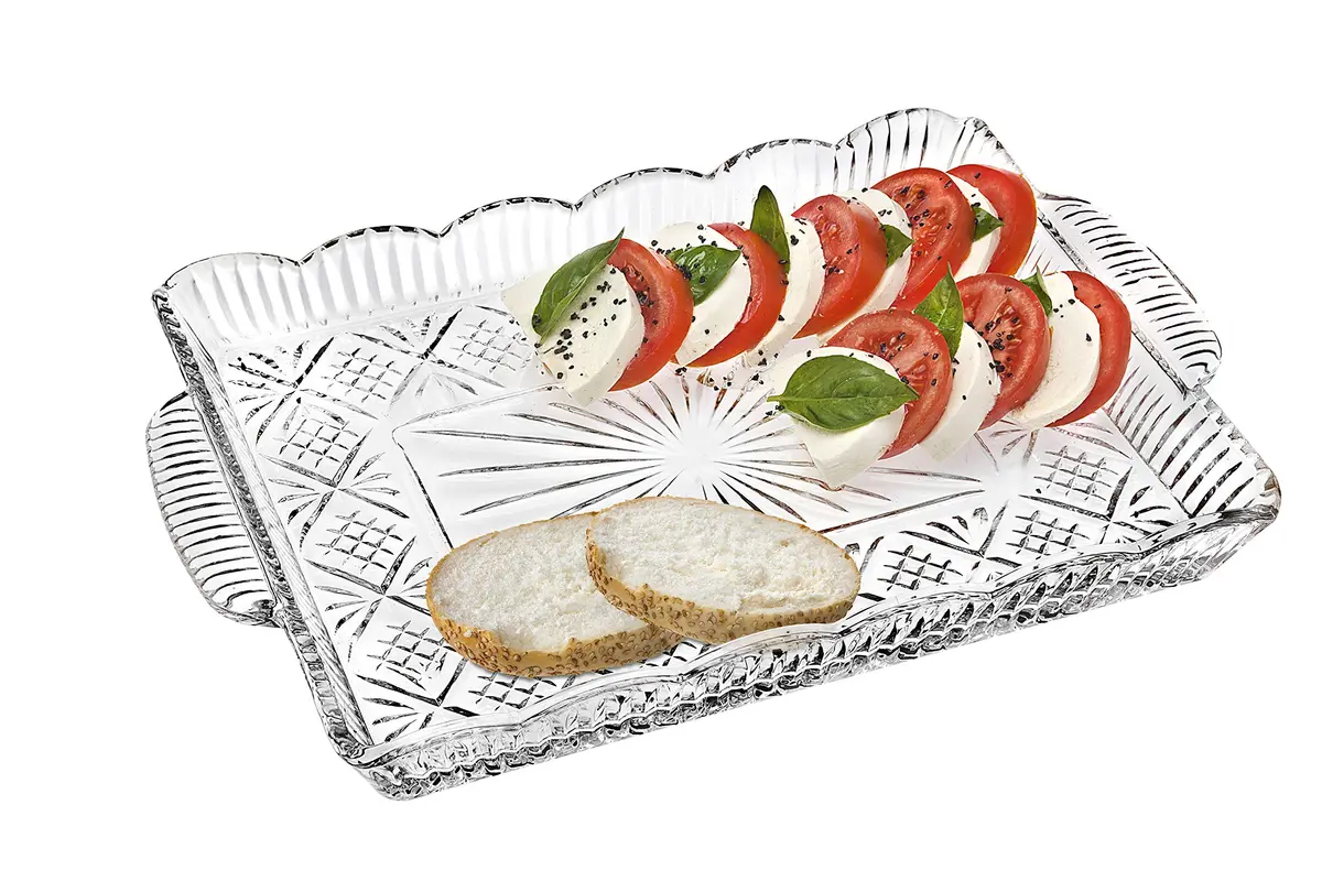 Godinger Serving Tray, Desserts Decor Platter for Appetizers, Snack & Fruit | Rectangular Lead Crystal Housewarming Gift - main product image