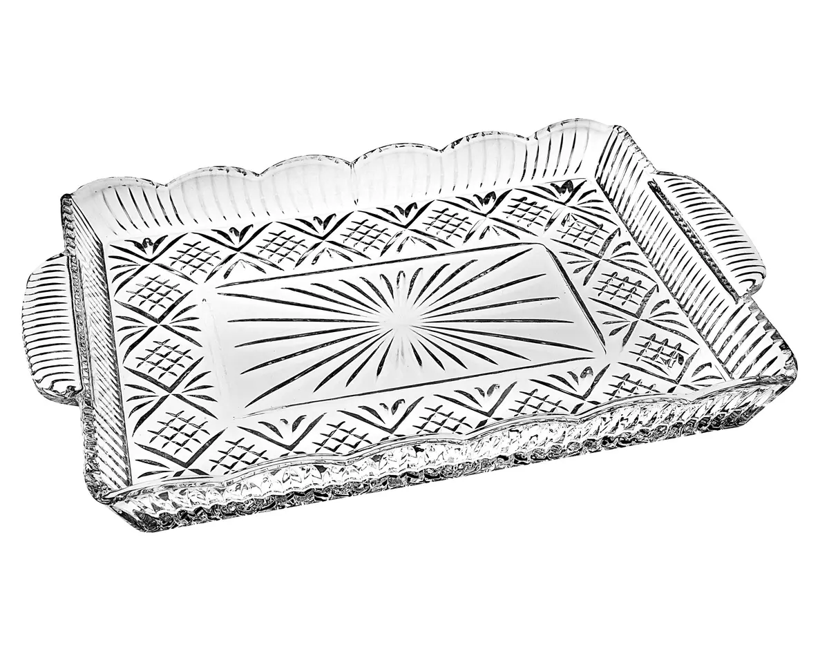 Godinger Serving Tray, Desserts Decor Platter for Appetizers, Snack & Fruit | Rectangular Lead Crystal Housewarming Gift - view 2
