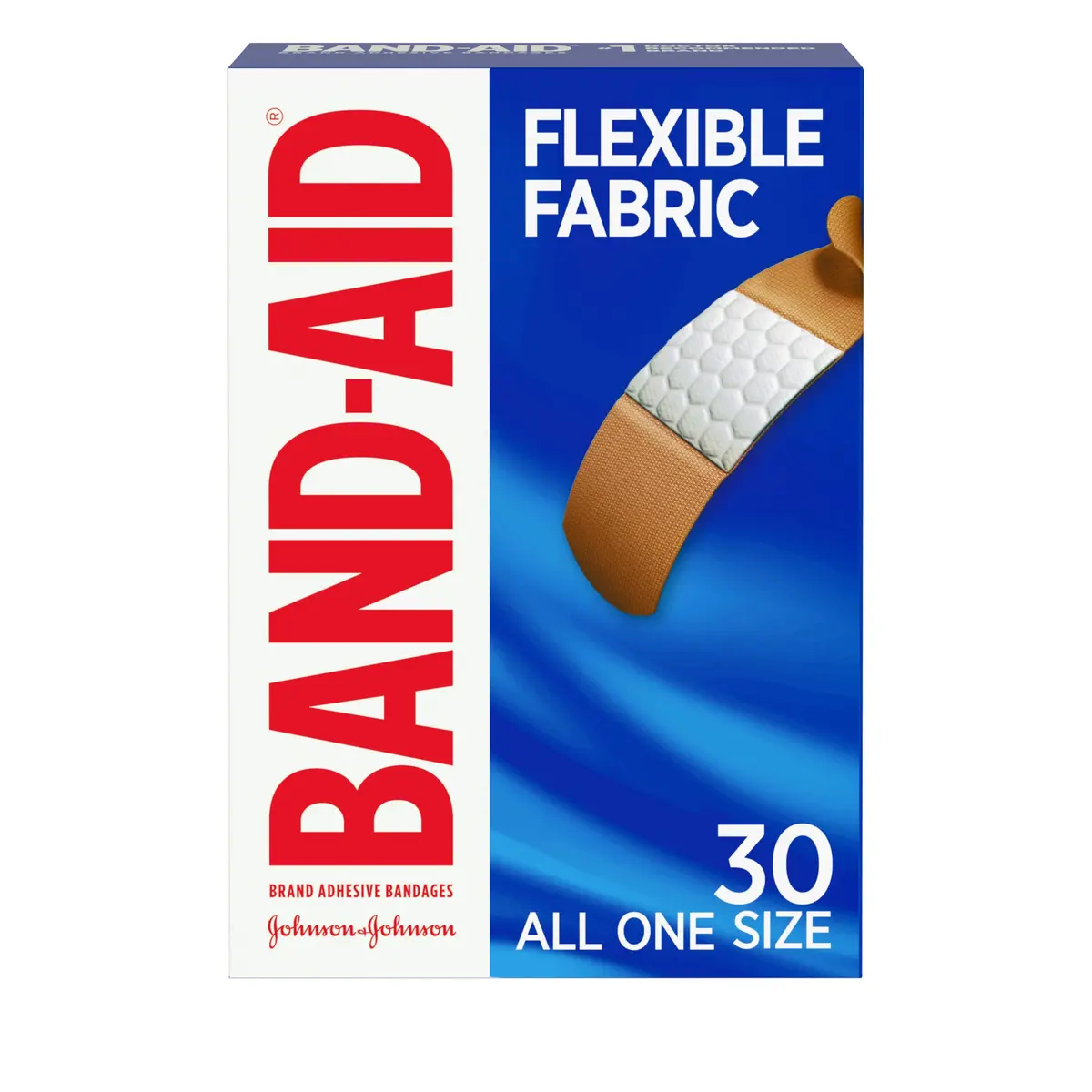 Band-Aid Flexible Fabric Adhesive Bandages All One Size | Comfortable, Non-Stick Wound Care (30 Count) - main product image