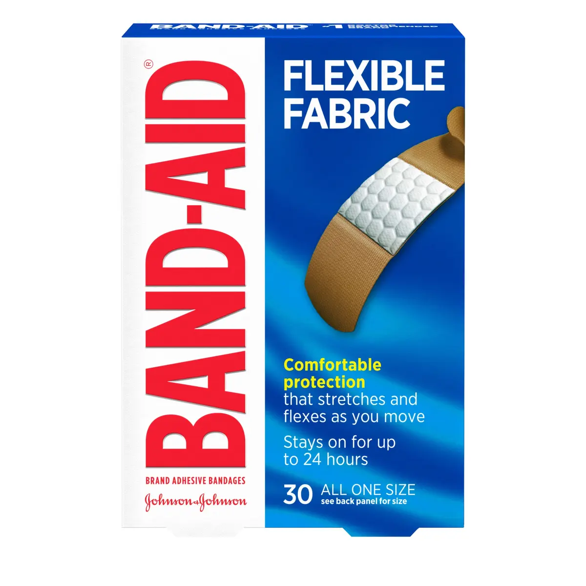 Band-Aid Flexible Fabric Adhesive Bandages All One Size | Comfortable, Non-Stick Wound Care (30 Count) - view 8