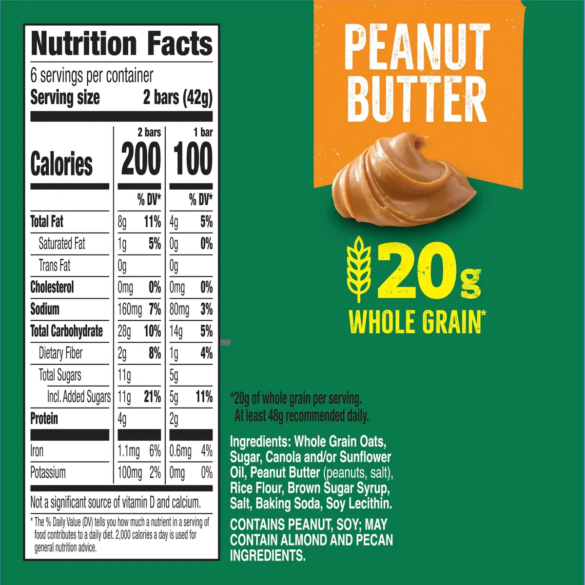 Nature Valley Crunchy Granola Bars Peanut Butter 12 Ct 256g (8.94 oz) | Whole Grain Oats & Peanut Butter - view 2