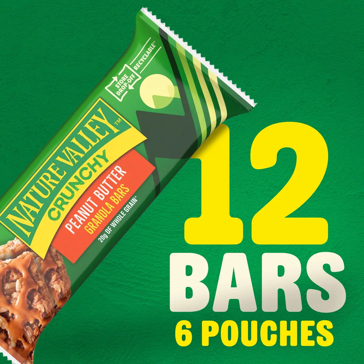 Nature Valley Crunchy Granola Bars Peanut Butter 12 Ct 256g (8.94 oz) | Whole Grain Oats & Peanut Butter - view 3