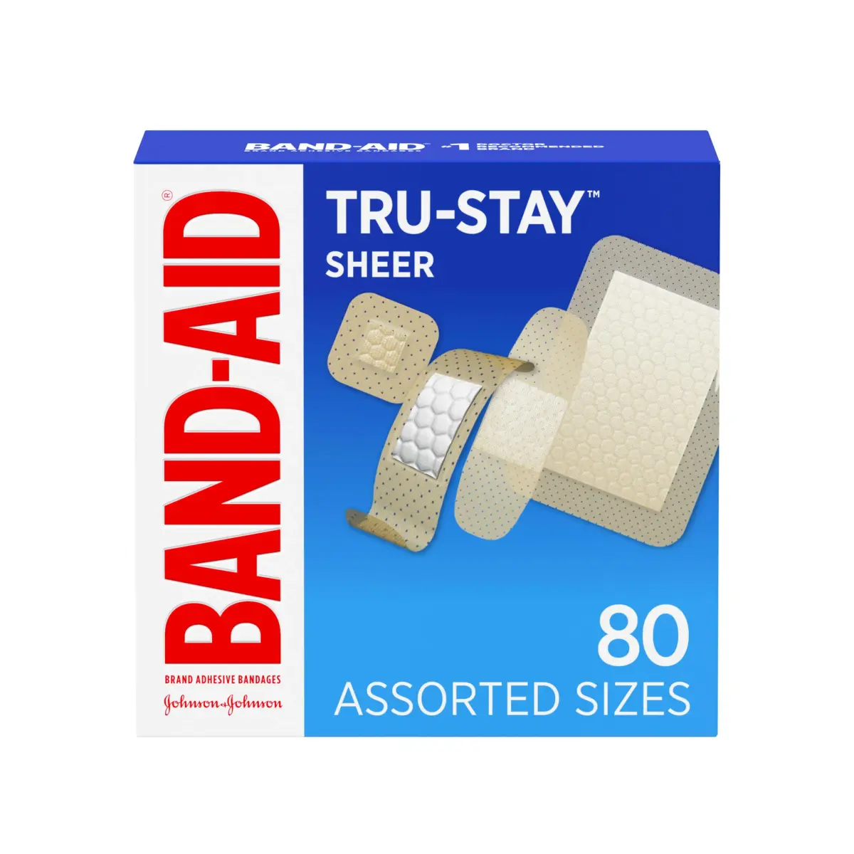 BAND-AID Tru-Stay Sheer Adhesive Bandages Assorted Sizes 80 Count | Dermatologist Tested Wound Dressing - main product image