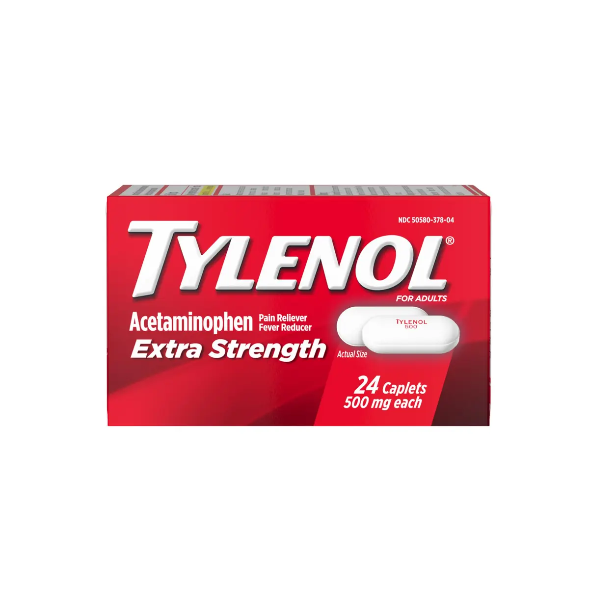 Tylenol Extra Strength Acetaminophen 500 mg Caplets | Fast Pain & Fever Relief for Adults & Kids 12+ - main product image