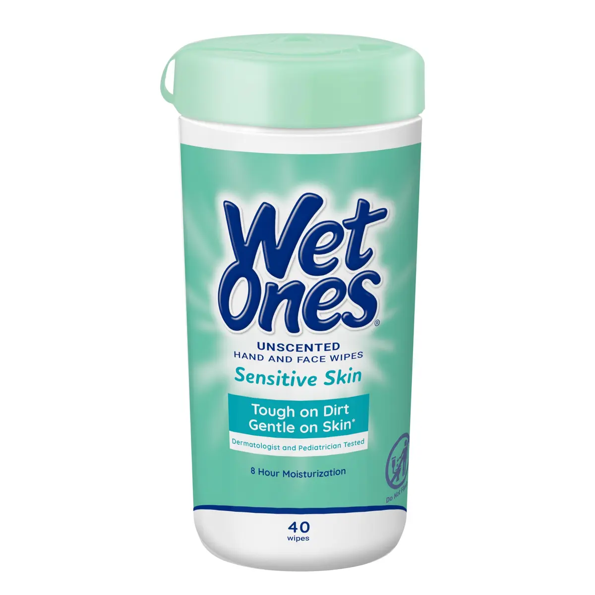 Wet Ones Sensitive Skin Hand & Face Wipes Unscented 40 Count (201 ml) | Hypoallergenic & Paraben Free - main product image