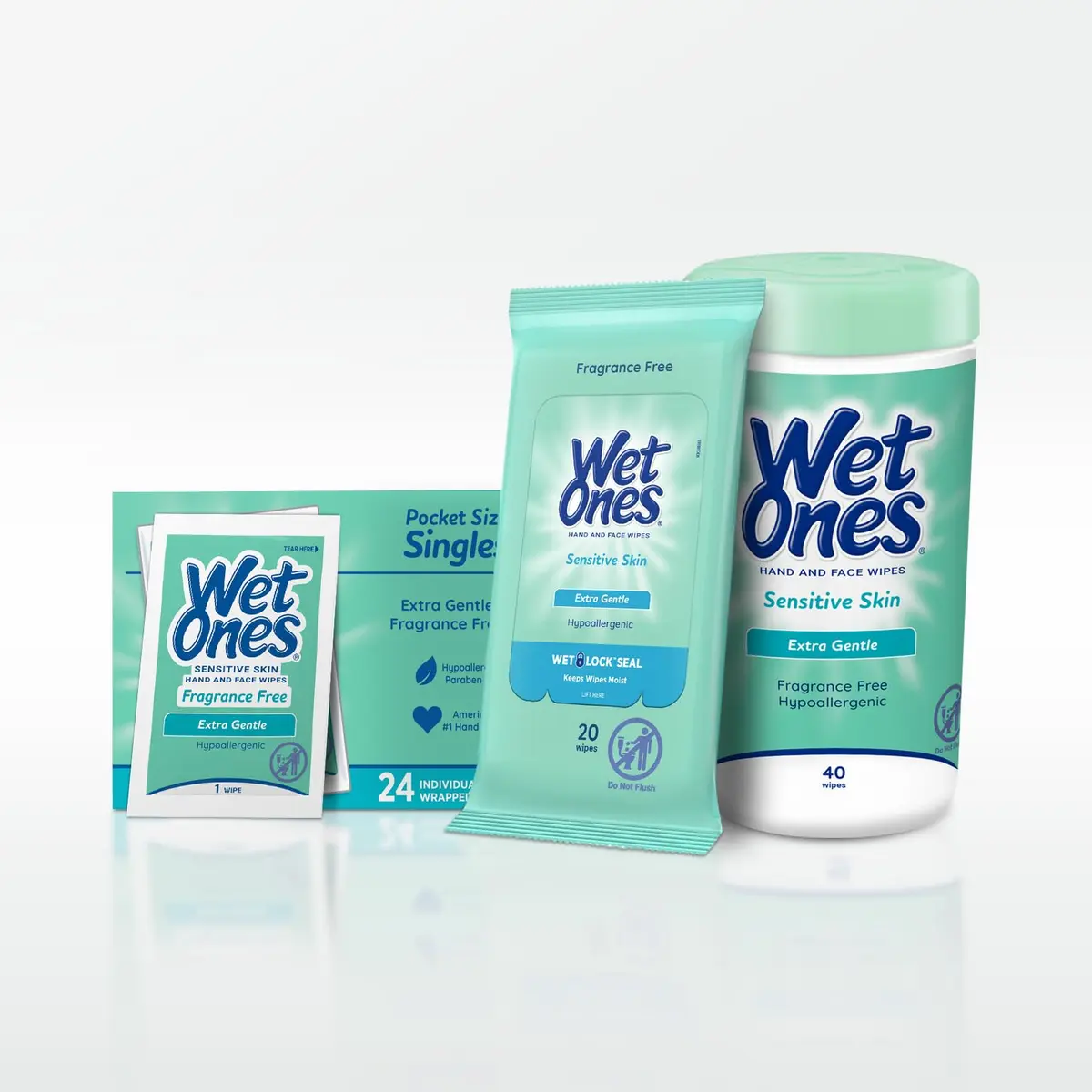 Wet Ones Sensitive Skin Hand & Face Wipes Unscented 40 Count (201 ml) | Hypoallergenic & Paraben Free - view 4