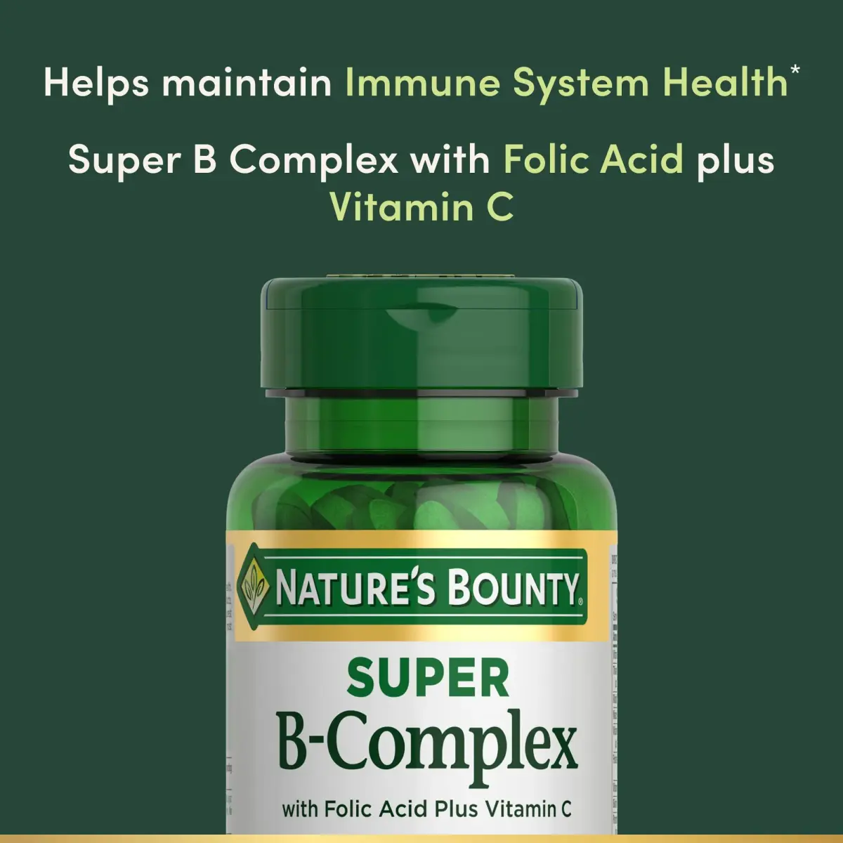 Nature's Bounty Super B Complex Vitamins with Vitamin C & Folic Acid, 150 Tablets | Supports Energy Metabolism & Immune Health - view 3