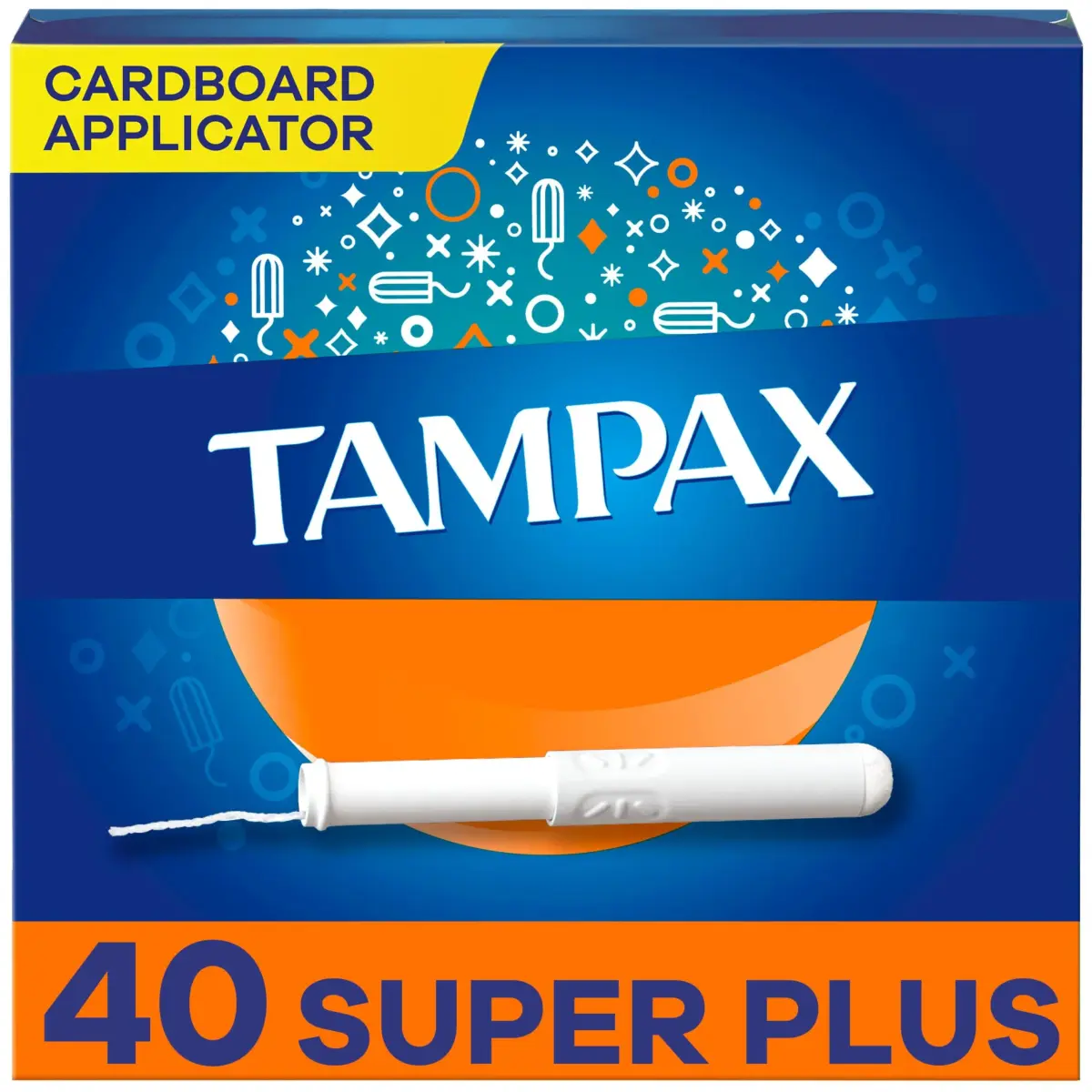 Tampax Cardboard Tampons Super Plus Absorbency 40 Count | #1 U.S. Gynecologist Recommended Tampon Brand - main product image