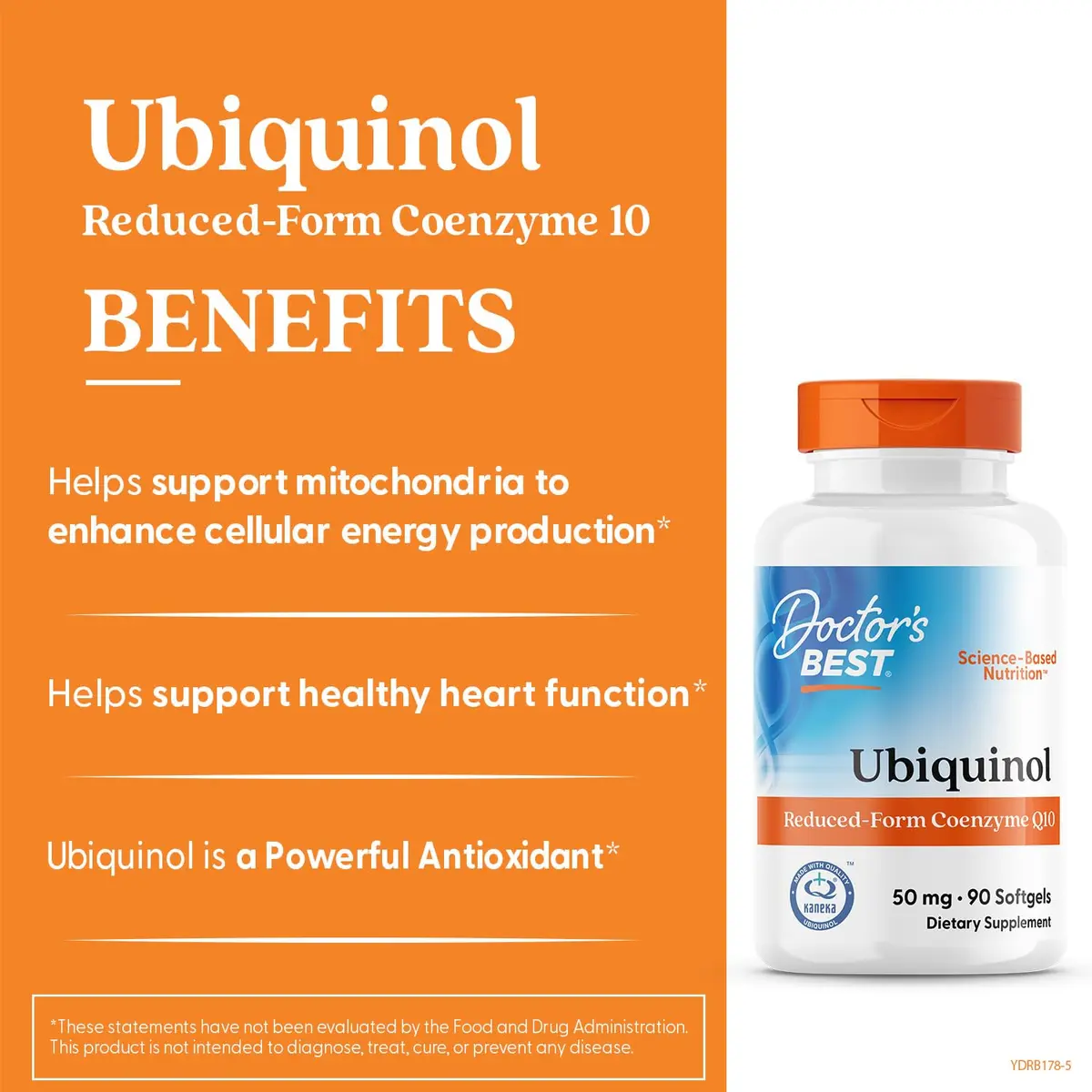 Doctor's Best Kaneka Ubiquinol 50 mg Supplement 90 Count | Heart Health Support with Antioxidant Benefits - view 2