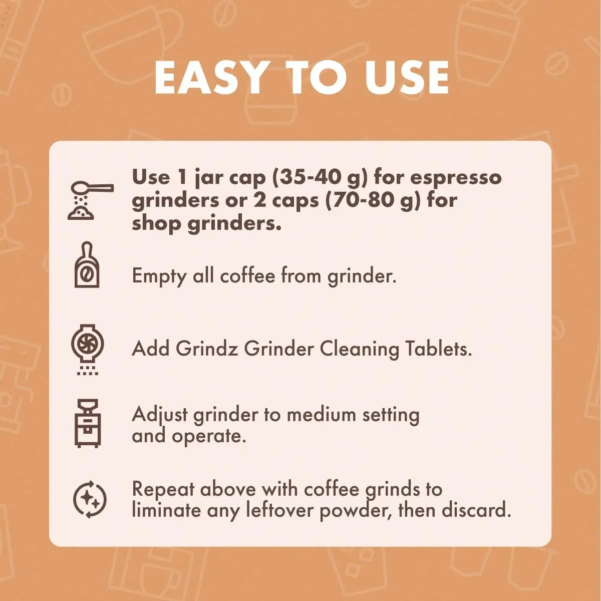 Urnex Grindz Professional Coffee Grinder Cleaning Tablets 102 Count | Cleans Burr and Casing - view 5
