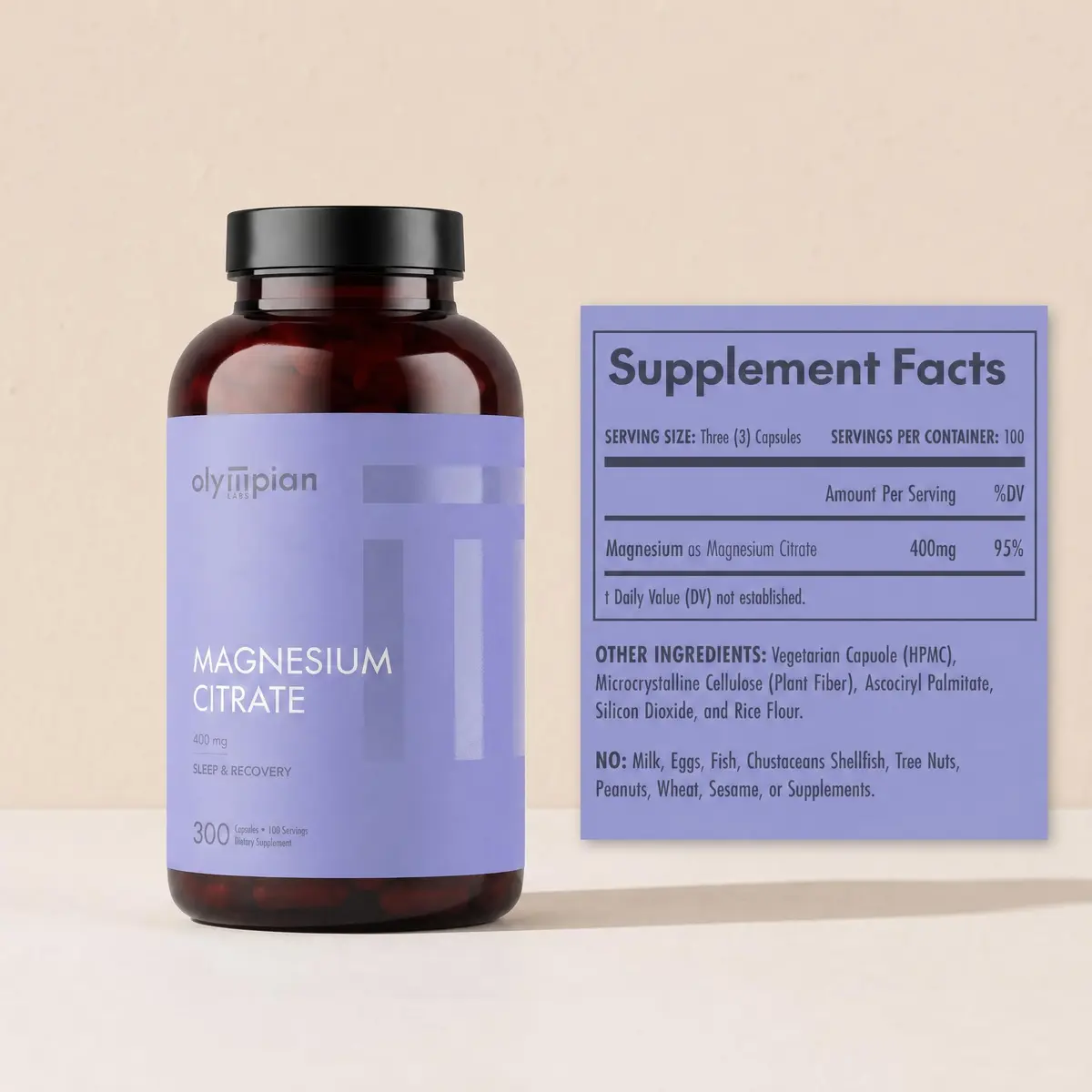 Olympian Labs Magnesium Citrate 400mg | Supports Sleep, Bones & Heart | 300 Capsules - view 2