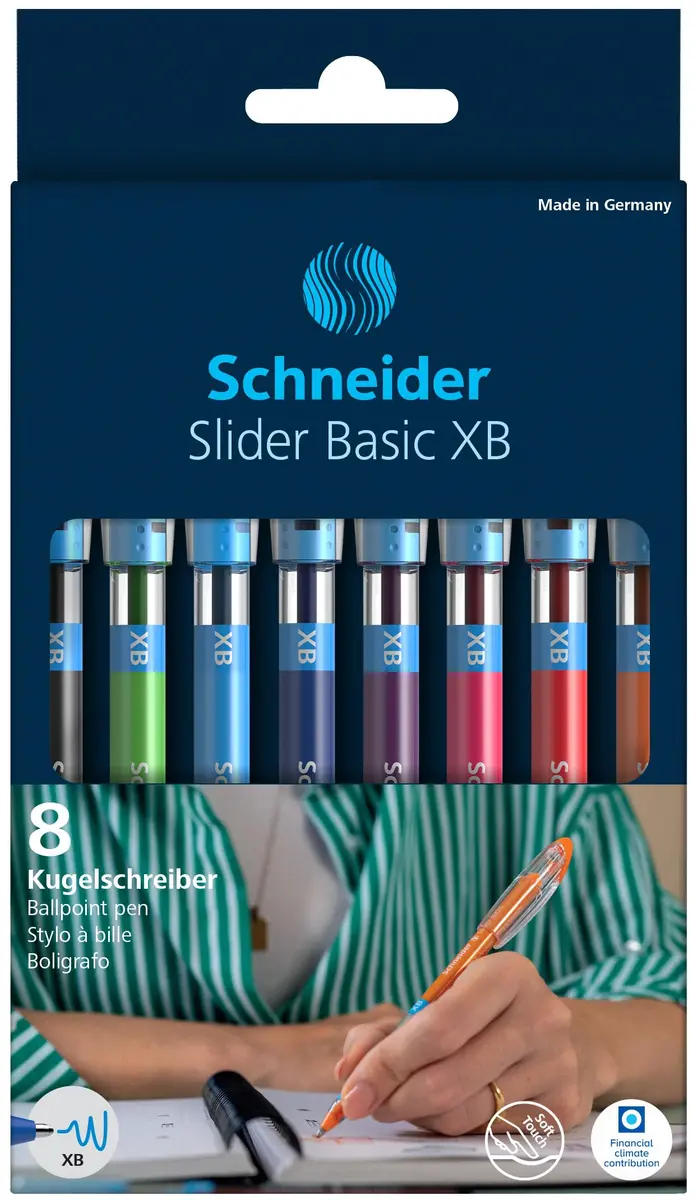 Schneider Slider Basic XB Ballpoint Pen 1.4mm Assorted Colors (8-Pack) | Smooth Viscoglide Ink Flow - view 5