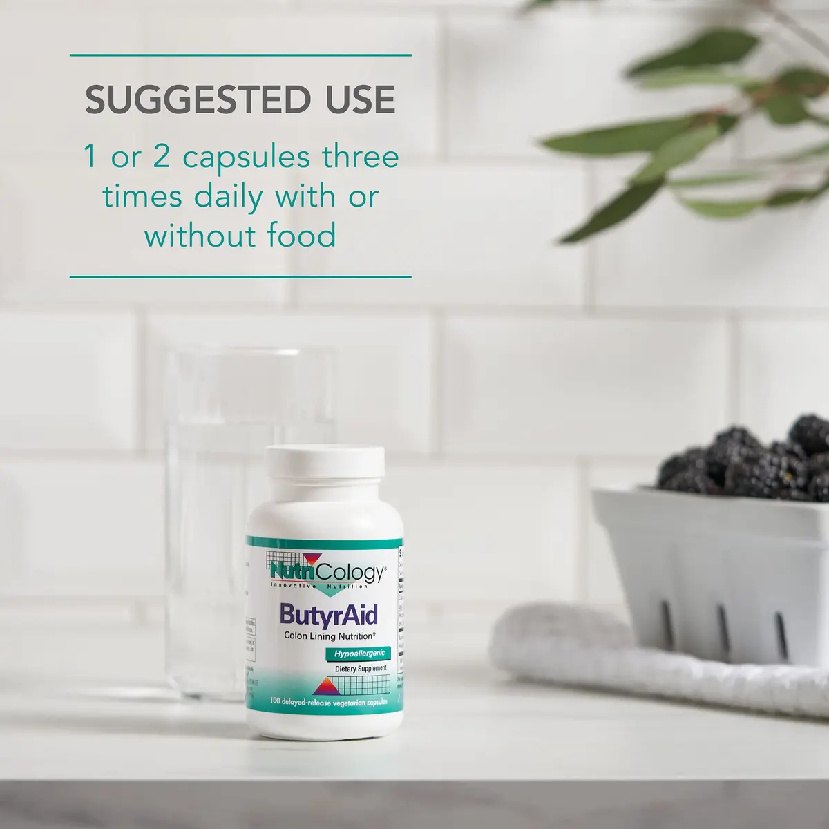 Allergy Research Group NutriCology ButyrAid 200 mg | Gut & Colon Support, 100 Vegetarian Capsules - view 9
