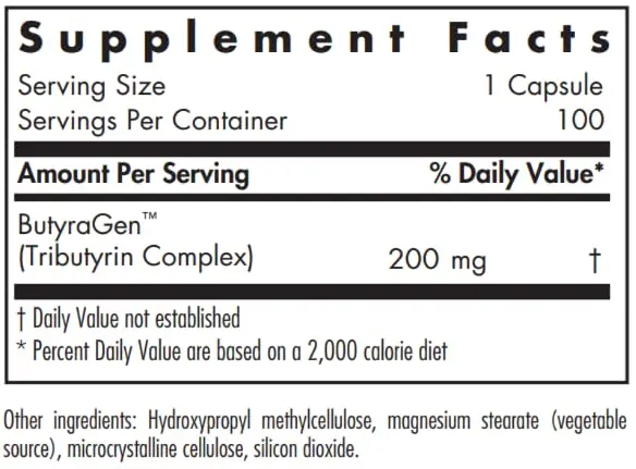 Allergy Research Group NutriCology ButyrAid 200 mg | Gut & Colon Support, 100 Vegetarian Capsules - view 3