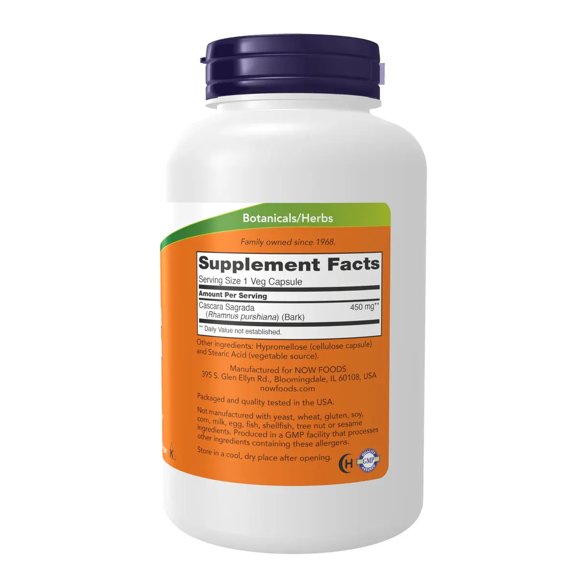 NOW Cascara Sagrada 450 mg Herbal Regularity 250 Veg Caps | Promotes Bowel Function - view 2