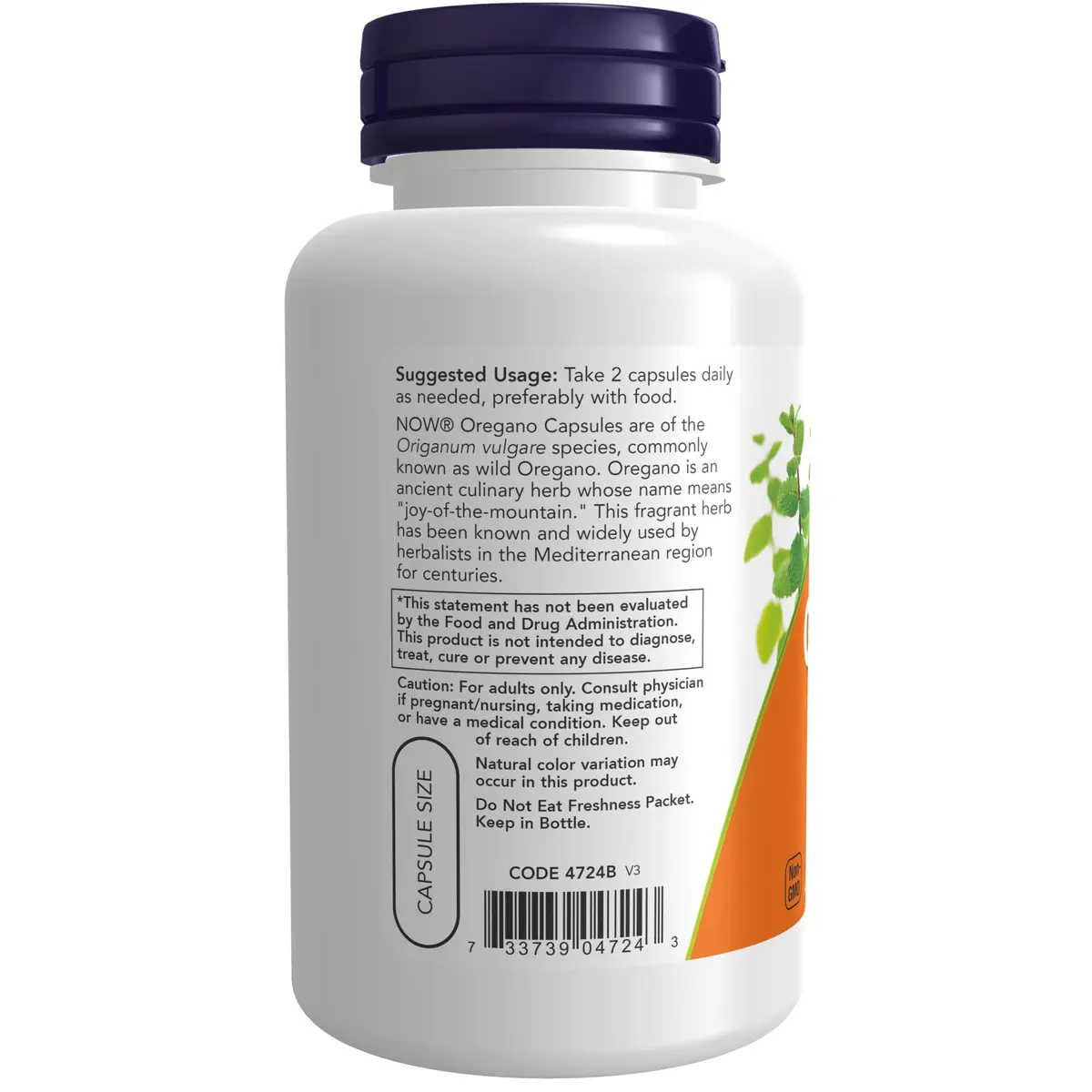 NOW Foods Oregano 450 mg Veggie Capsules | 100 Count, Free Radical Scavenger - view 3