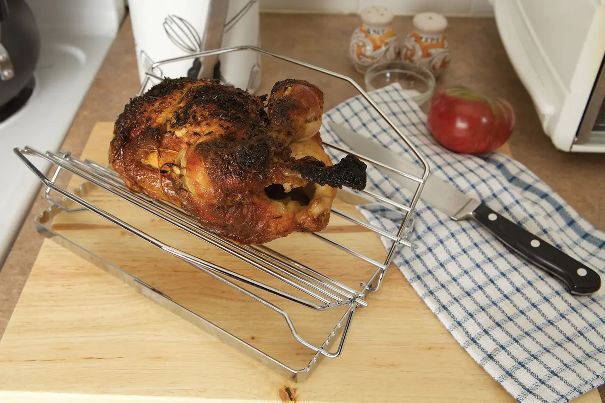 Fox Run Adjustable Roasting Rack 11.25 x 10 x 5 inches Metallic | Fits Most Pans, Elevates Roasts, Easy to Clean - view 6