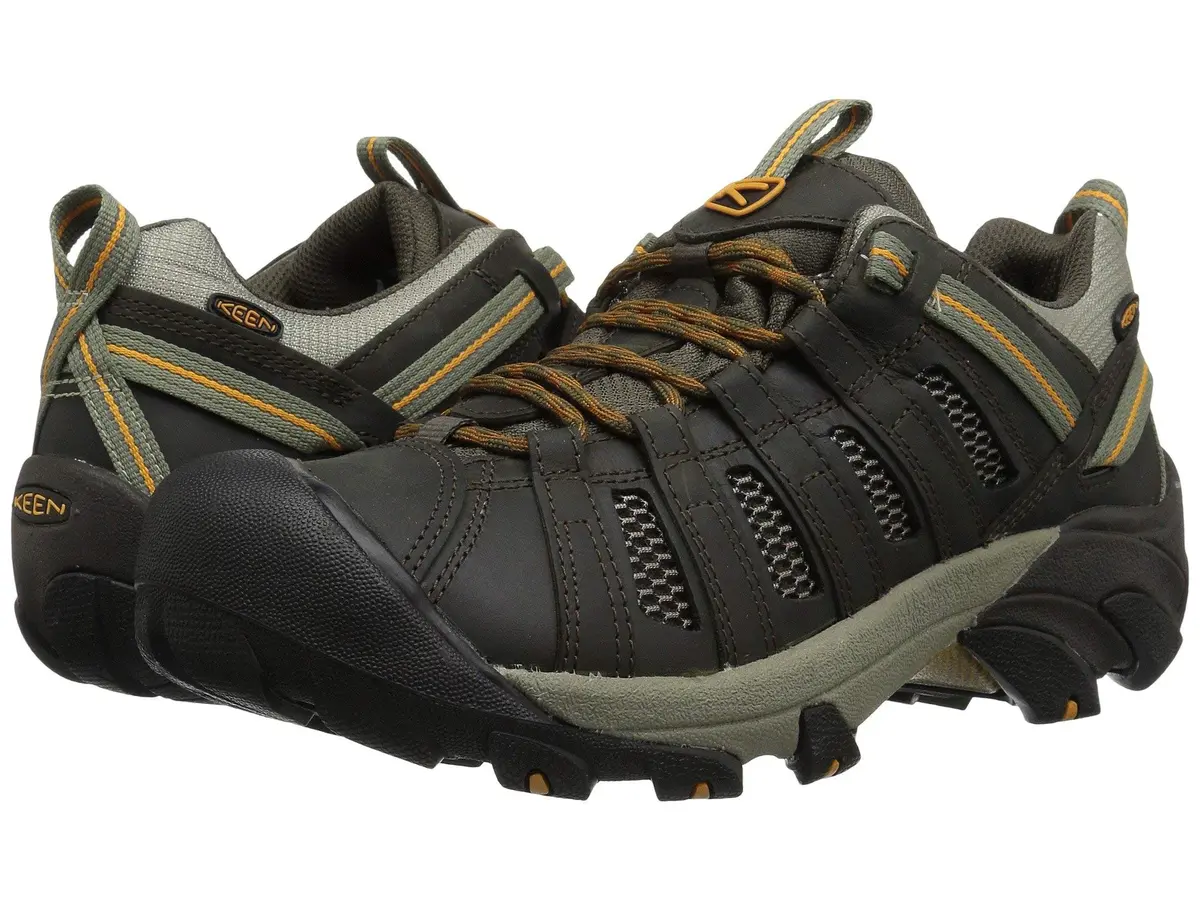KEEN Voyageur Low Height Breathable Hiking Shoes, Black Olive/Inca Gold, 9 US | Water-Resistant Leather & Mesh - view 2