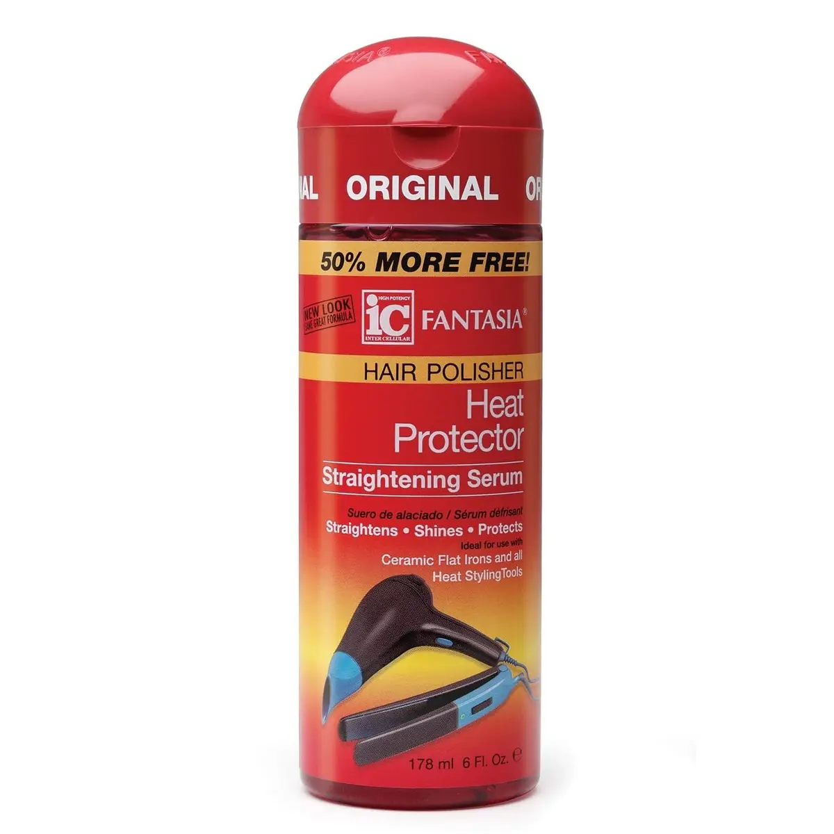 Fantasia High Potency IC Heat Protector Straightening Serum, Hair Polisher 177ml (6 Fl Oz) | Protects Hair from Heat Damage - main product image