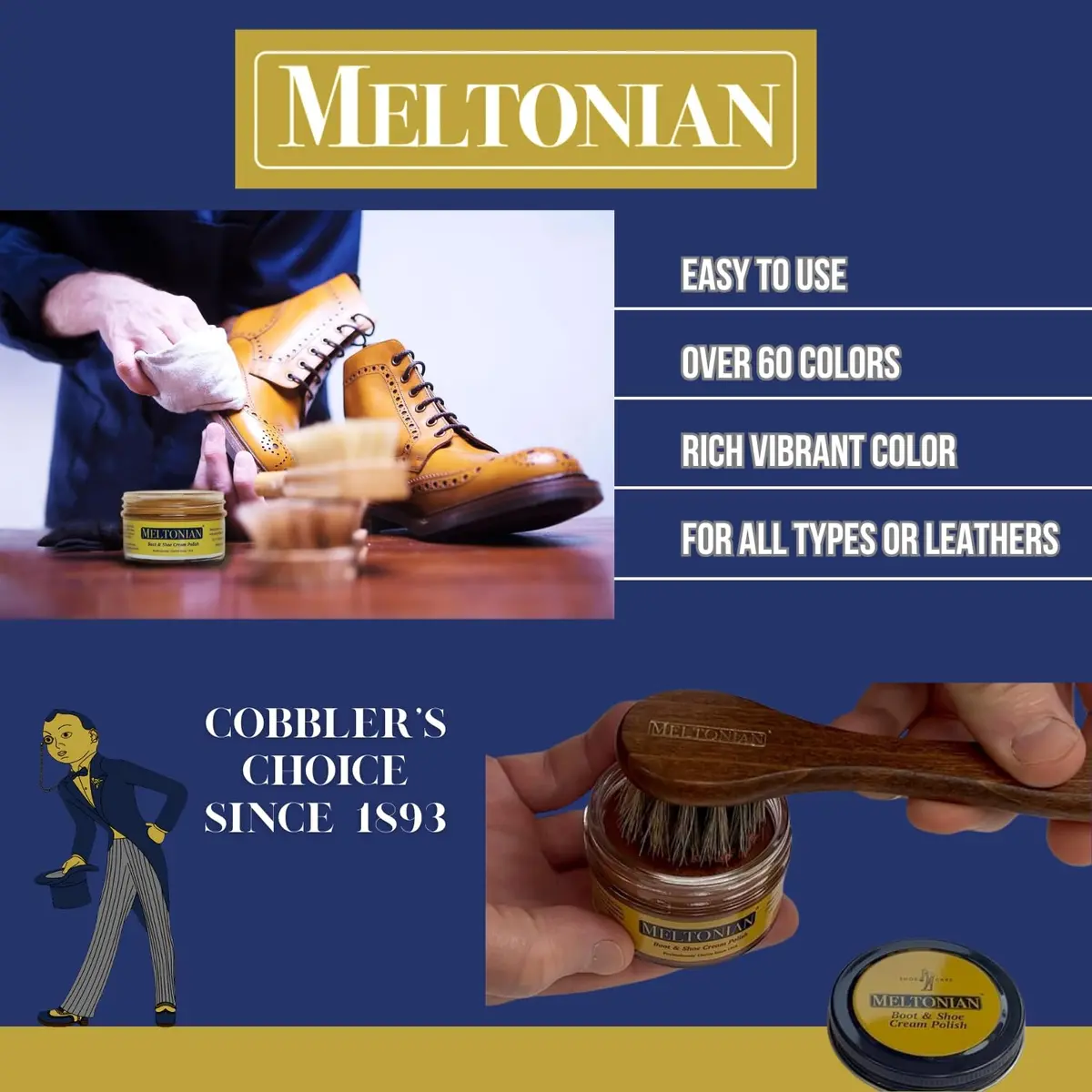 Meltonian Cream Shoe Polish - Leather & Boot Polish, Oil-Based with Beeswax, 1.7oz | Restores & Protects, 60+ Colors, Brown - view 8