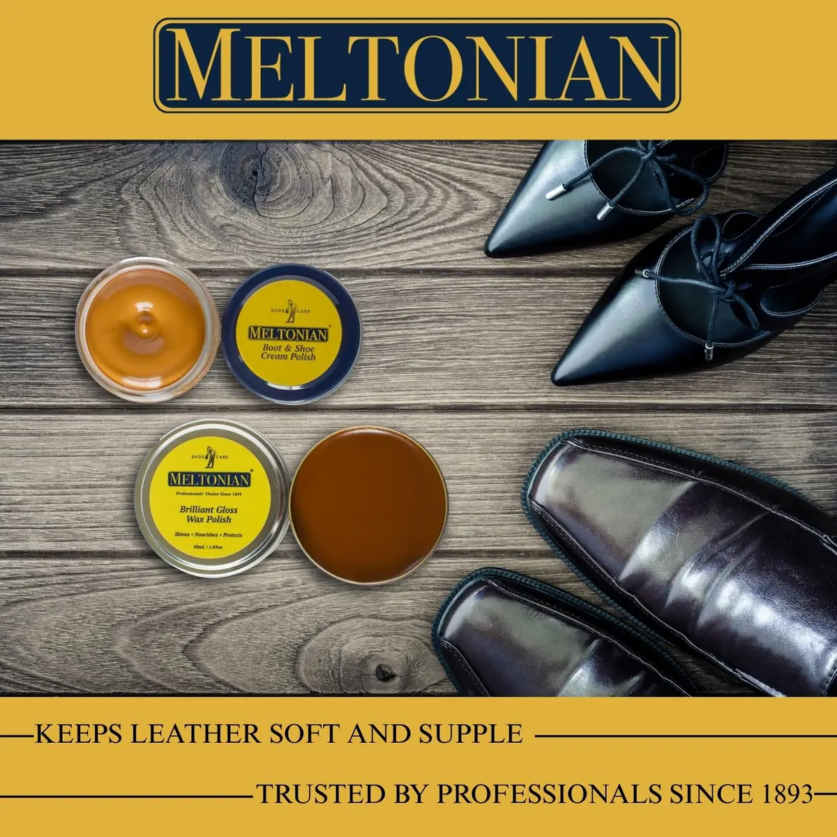 Meltonian Cream Shoe Polish - Leather & Boot Polish, Light Brown, 1.7oz | Restores & Protects - view 7
