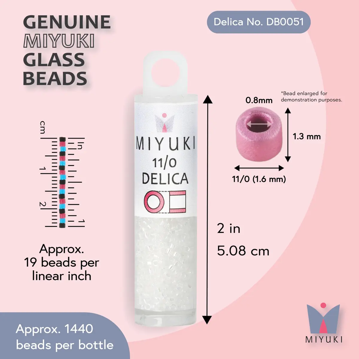 Miyuki Delica Seed Beads Size 11/0 | Japanese Glass Beads for Intricate Jewelry & Embroidery - view 3
