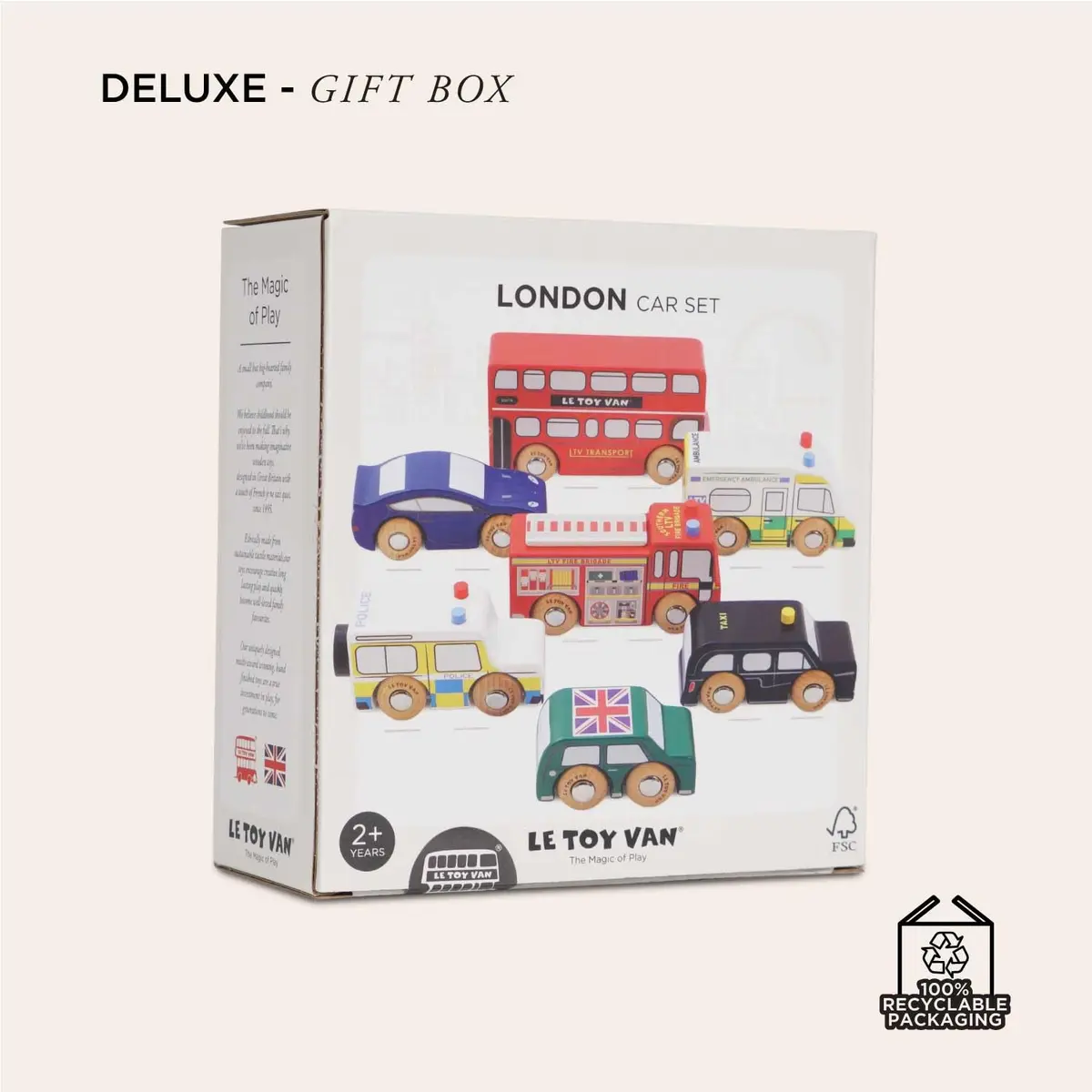 Le Toy Van London Car Set Premium Wooden Toys for Kids Ages 3 Years & Up (TV267), 7-pk | London-Themed Wooden Vehicles - view 6