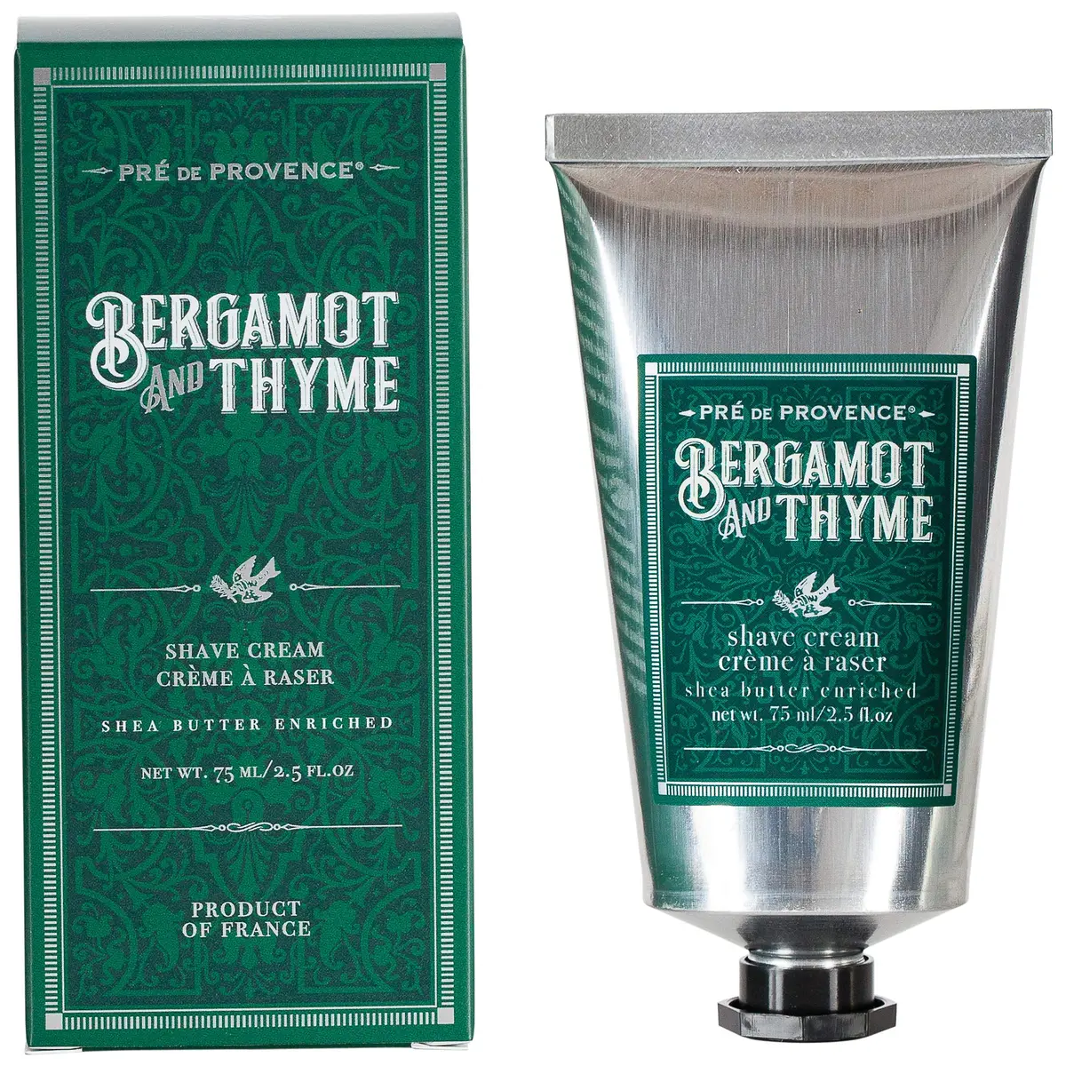 Pre de Provence Bergamot & Thyme Men's Shave Cream 75ml (2.5 Fl Oz) | Hydrating & Nourishing for Dry Skin - main product image