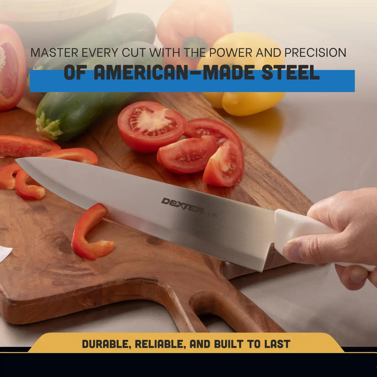 Dexter 10” Cook’s Knife – P94802, High-Carbon Stainless Steel Blade, White Handle, Hand-Honed Edge, Made in USA | Precision Slicing - view 4