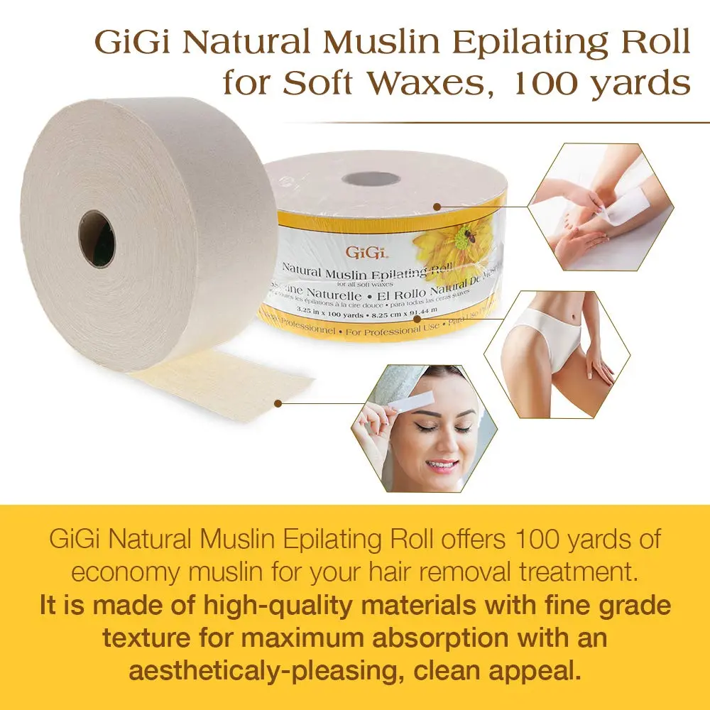 GIGI Bleached Muslin Epilating Roll Waxing Strips 3.25in x 100Yards | Precise, Soft & Hygienic Hair Removal - view 4