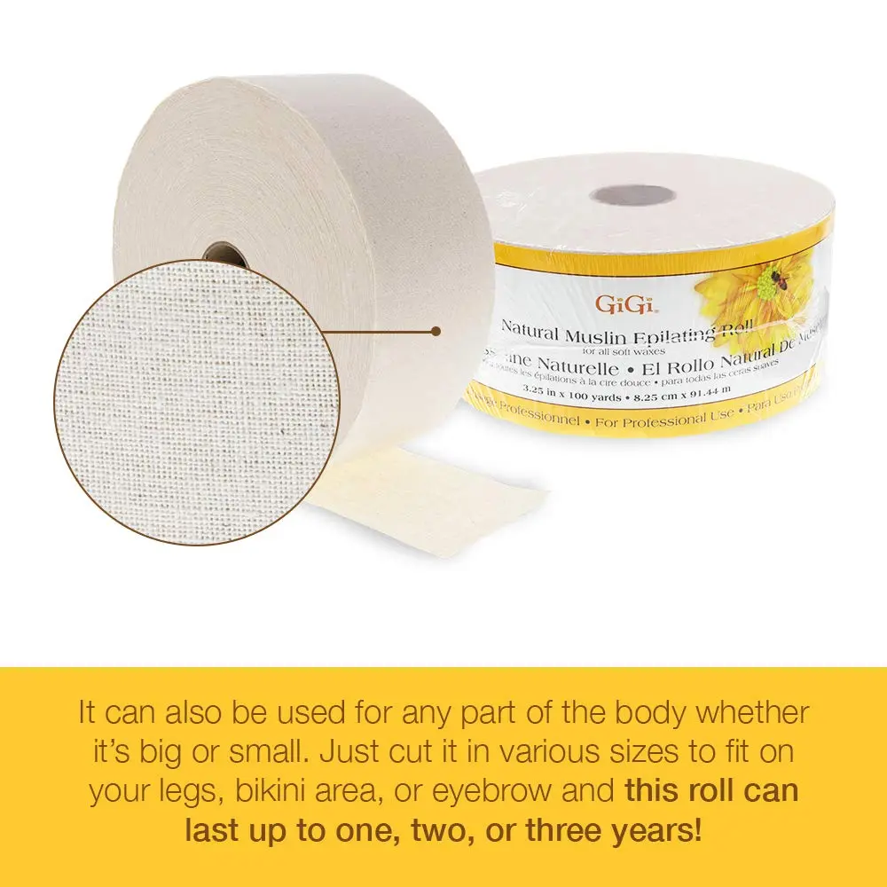 GIGI Bleached Muslin Epilating Roll Waxing Strips 3.25in x 100Yards | Precise, Soft & Hygienic Hair Removal - view 6