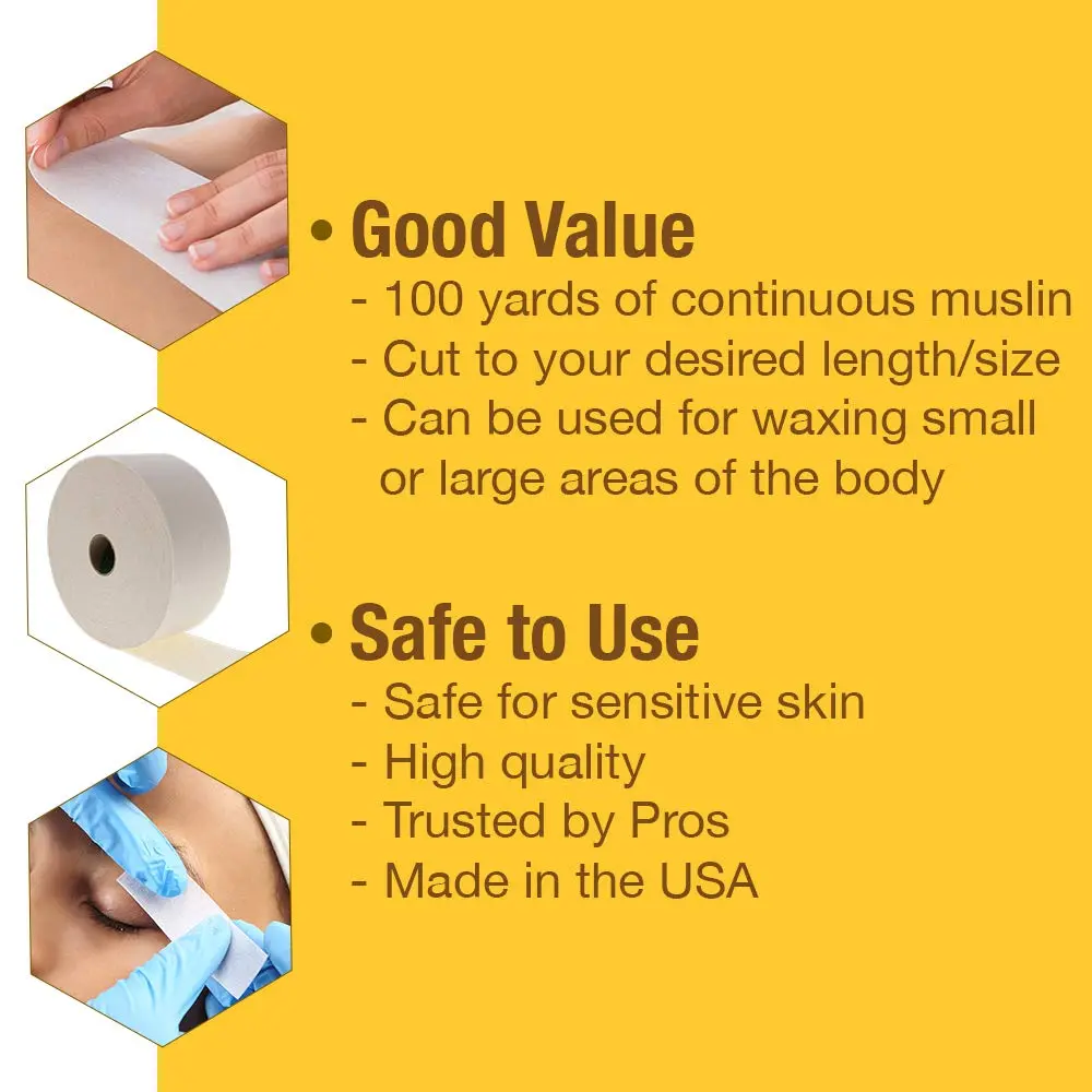 GIGI Bleached Muslin Epilating Roll Waxing Strips 3.25in x 100Yards | Precise, Soft & Hygienic Hair Removal - view 3