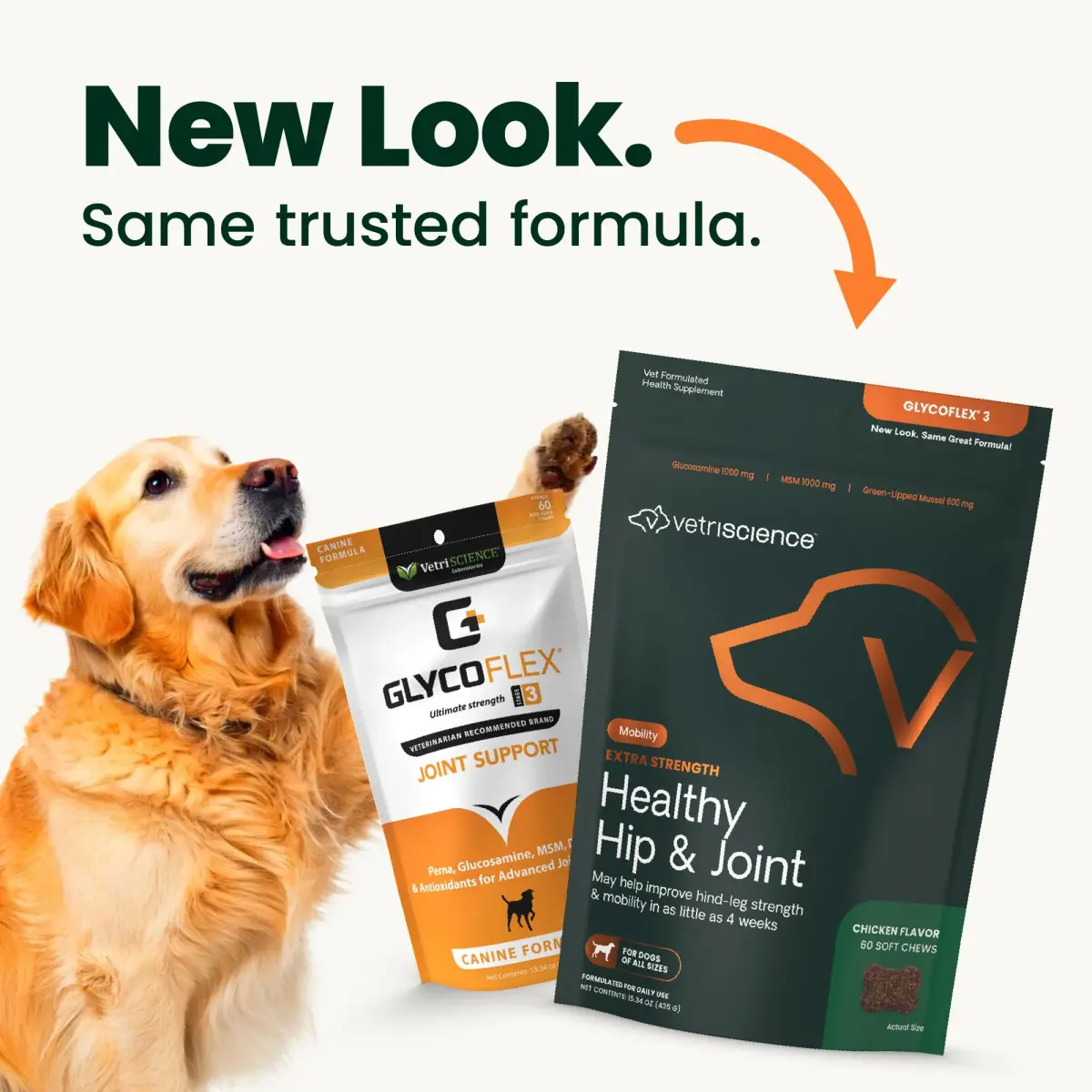 VetriScience Glycoflex 3 Vet Strength Glucosamine for Dogs Hip and Joint Supplement, 60 Chews | Clinically Proven Mobility Support - view 2