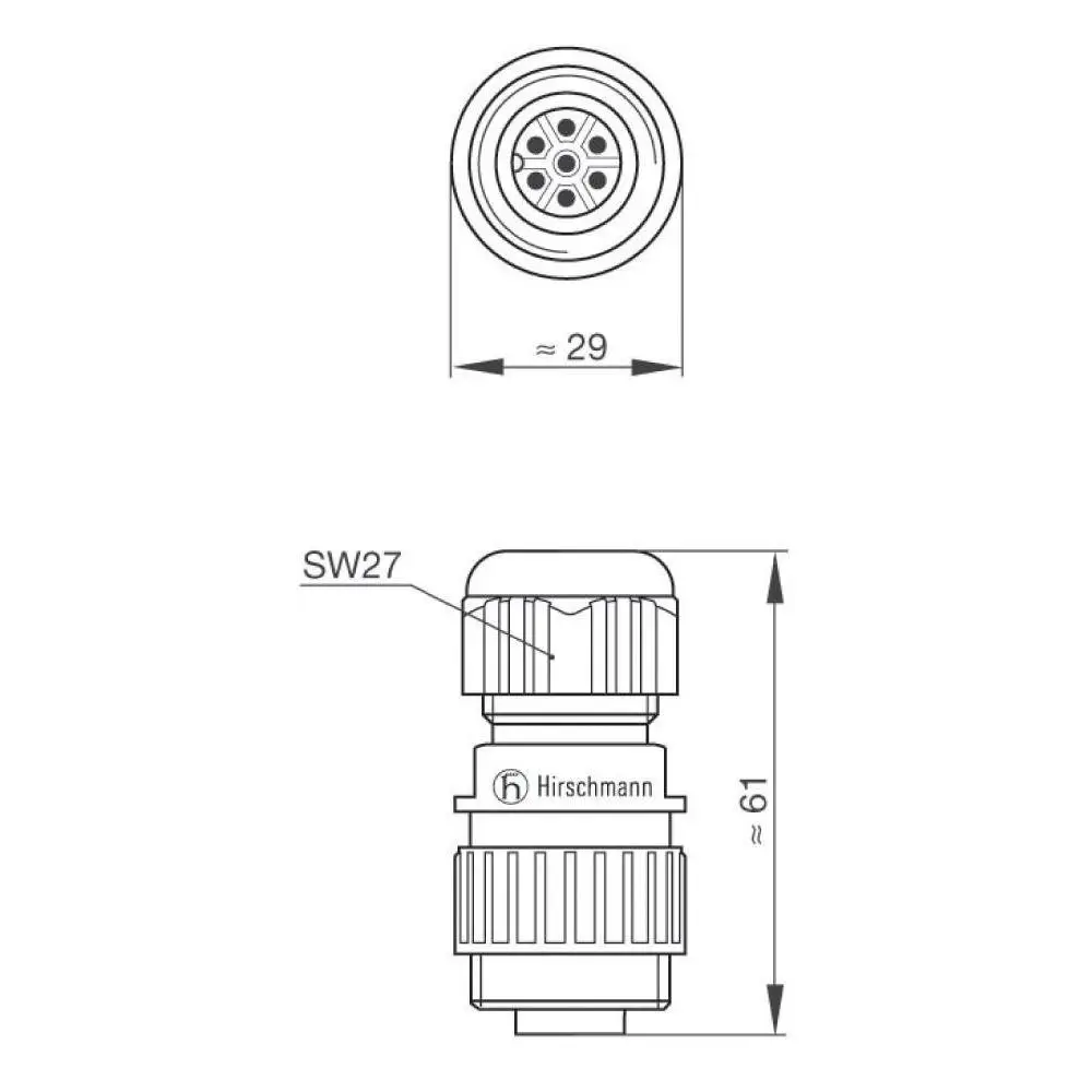 Hirschmann CA6LS Circular Connector Plug, 6-Pin, Cable Mount, 250V | Industrial Grade Connector - view 2