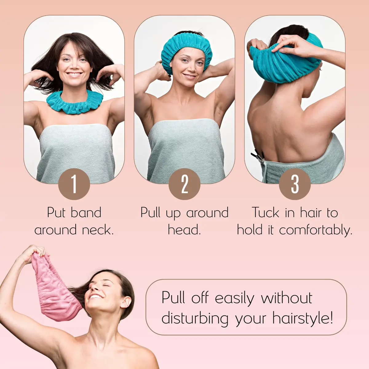TASSI White Hair Holder Head Wrap Stretch Terry Cloth | Gentle, Easy & Comfortable for All Hair Types - view 6